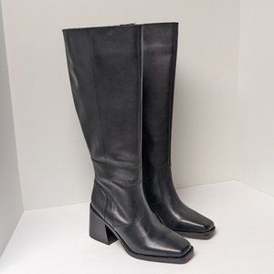 Vince Camuto Seshon Tall Boots, Black Leather, Women's 7 M (Wide Calf)